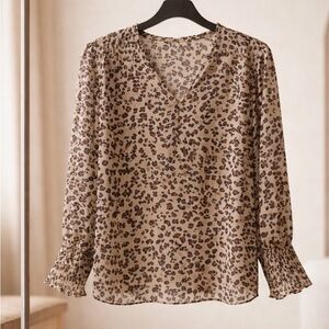 Zac & Rachel Leopard Print Blouse - Tan and Black